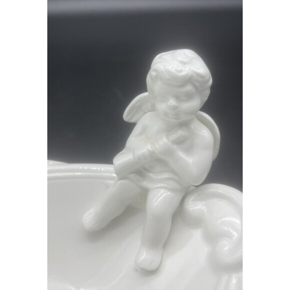 VTG Omnibus Fitz & Floyd Cherub White Angel Oval Candy Trinket Dish 8.5” - Picture 5 of 7